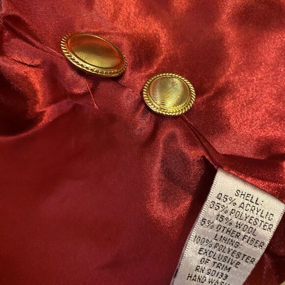 Joan Rivers Women Jacket 20W Red Tweed Gold Buttons Mature Career Church Holiday - Picture 5 of 10